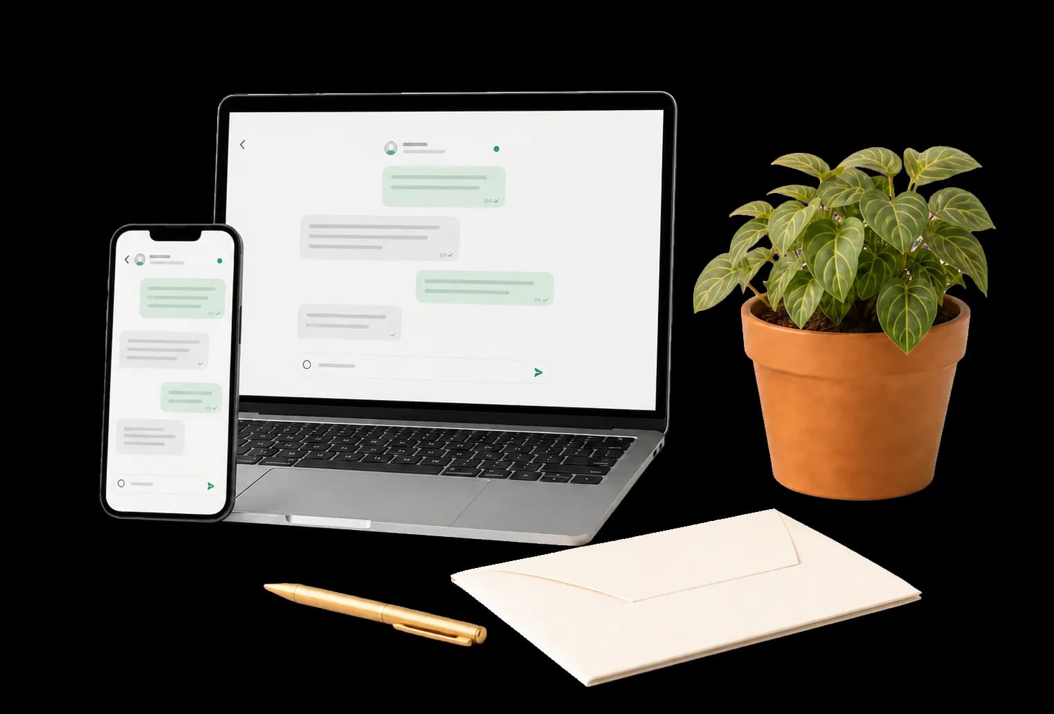 Ordinateur et téléphone affichant une conversation avec le support LeBonPro